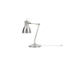 Büroleuchte Silber Stahl 44 cm verstellbarer Schirm Schwenkarm Kabel mit Schalter Industrie Look