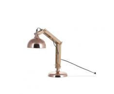 Büroleuchte Kupfer Metall und Holz 53 cm Arm und Schirm verstellbar Kabel mit Schalter Industrie Look