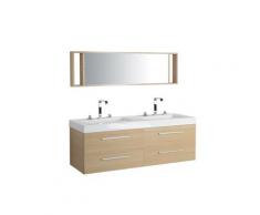 Badmöbel Beige MDF Platte Acryl Glas 59 x 138 x 48 cm Modern Exklusiv Glamourös Praktisch Multifunktional 2 Große Waschbecken Badezimmer