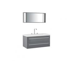 Badmöbel Grau MDF Platte Acryl Glas 92 x 100 x 47 cm Modern Exklusiv Trendy Multifunktional Großes Waschbecken Badezimmer