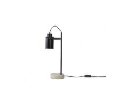 Büroleuchte Schwarz Metall 37 cm Betonfuß Schirm verstellbar Kabel mit Schalter Industrie Look