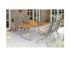 Merxx Naxos Set 5tlg., Ausziehtisch 150 (200)x90, Klappsessel