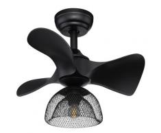 Decken Ventilator Leuchte Gitter Design Fernbedienung Vor- Rücklauf Lüfter schwarz Lampe Kühler Globo 03560