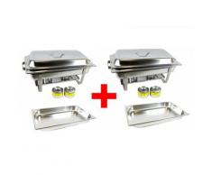 Airbrush-City 2er Profi Set Chafing Dish Speisenwärmer Warmhaltebehälter aus Edelstahl