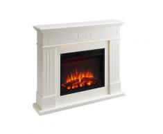 CrownFlame Elektrokamin Leandros - Elektrischer Standkamin Mit Heizung, LED-Beleuchtung, 3D-Flammeneffekt & Fernbedienung - Elektrischer Kamin - Weiß