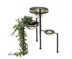 DanDiBo Blumentreppe Metall Rund 46 cm Blumenständer mit 3 Töpfe aus Edelstahl 96082 Blumenständer Blumensäule Pflanzenständer Ablage