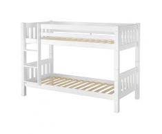 Schönes Kinderstockbett Kiefer Massivholz weiß 90x200cm Kinderzimmer Etagenbett Rollrost 60.06-09W