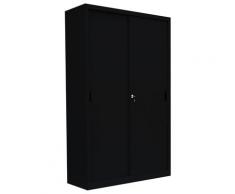 XXL Schiebetürenschrank Schiebetüren Büro Aktenschrank Sideboard aus Stahl Schwarz 1950 x 1200 x 450 mm (Höhe x Breite x Tiefe) 550169