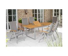 Merxx Naxos Set 7tlg., Ausziehtisch 150 (200)x90, Klappsessel