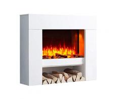 RICHEN Elektrokamin Naran - Elektrischer Standkamin Mit Heizung, LED-Beleuchtung, 3D-Flammeneffekt & Fernbedienung - Weiß