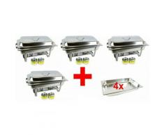 Airbrush-City 4er Profi Set Chafing Dish Speisenwärmer Warmhaltebehälter aus Edelstahl
