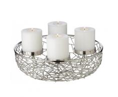 Adventskranz Milano, Edelstahl vernickelt silberfarben, Durchmesser 34 cm, für Kerzen ø 8 cm
