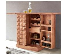 FineBuy Hausbar Massivholz Vitrine ausklappbar Landhausstil Barschrank Weinbar
