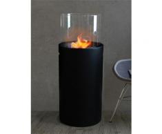 Bio Ethanol Kamin Stand Ø 34 cm x 86,5 cm schwarz 1L Ethanolkamin Glasfeuer Ofen