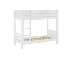 Etagenbett weiß in Überlänge 100x220 Massivholz-Stockbett Kiefer Nische 100 cm 60.16-10-220W