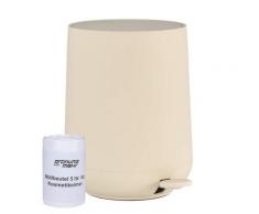 Zone Pedaleimer Mülleimer Kosmetikeimer Badeimer 5L inkl 1 Rolle Beutel sand
