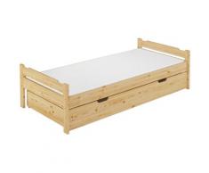 Massivholzbett Kiefer natur 90x200 Einzelbett mit Rollrost Matratze Bettkasten 60.31-09MS5