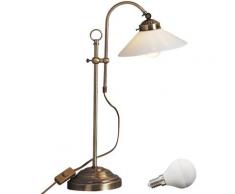 3 Watt LED Schreib Tisch Lampe Landhaus Stil Lese Leuchte Messing Büro Beleuchtung
