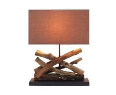 Tischleuchte Holzleuchte Coacalco braun & Holz Natur 40x50cm 10941