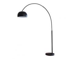 SalesFever Bogenlampe 195 cm | Ø Lampenschirm 33 cm | echter Marmorfuß | B 165 x T 33 x H 195 cm | schwarz lackiert