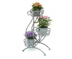 DanDiBo Blumentreppe Metall Grau 75 cm Blumenständer mit 3 Ablagen 96011 Blumensäule Pflanzenständer Pflanzensäule Blumenhocker