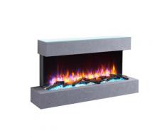RICHEN Elektrokamin Ignis mit Glasplatte - Elektrischer Wandkamin mit Heizung, LED-Beleuchtung, 3D-Flammeneffekt & Fernbedienung - Grau