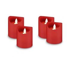 4er Set LED-Echtwachs-Kerzen in rot, Deko ideal für Advent, Adventskranz und Weihnachtenvon AccuCell