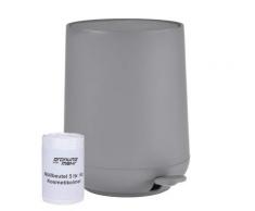 Zone Denmark Nova Pedaleimer Mülleimer Kosmetikeimer Badeimer Treteimer 5 Liter grau inkl 1 Rolle Beutel 352046-S01