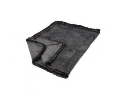 Premium Kuscheldecke grau mit Fell 130x180cm