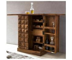 FineBuy Hausbar Massivholz Vitrine ausklappbar Landhausstil Barschrank Weinbar