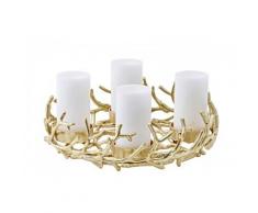 Adventskranz Porus, Geweih-Design, Aluminium vernickelt, goldfarben, Durchmesser 42 cm