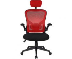 Bürostuhl Ergonomisch Drehstuhl Schreibtischstuhl Mesh Netzstoff office Stuhl Schwarz / Rot mit Kopfstütze