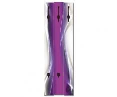 ARTlland Wandgarderobe Holz Design mit 5 Haken Garderobe mit Motiv Kreatives Element Violett Größe: 45x140 cm