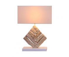 Tischleuchte Holzleuchte Saltillo Off-White & Holz gebleicht 35x46cm 10934