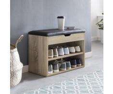 Schuhbank 60x40x30cm Garderobenbank Holz Sitzbank Kunstleder Flurbank Schuhtruhe