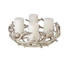 Adventskranz Porus, Geweih-Design, Aluminium vernickelt, silberfarben, ø 30 cm, für Kerzen ø 6 cm