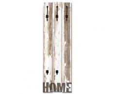 ARTlland Wandgarderobe Holz Design mit 5 Haken Garderobe mit Motiv Home Größe: 45x140 cm