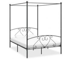 vidaXL Himmelbett-Gestell Grau Metall 160 x 200 cm