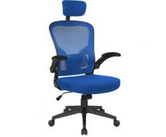 Bürostuhl Ergonomisch Drehstuhl Schreibtischstuhl Mesh Netzstoff office Stuhl Schwarz / Blau mit Kopfstütze