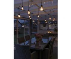 Konstsmide LED Biergartenkette Lichtervorhang , 20 klare Birnen / 160 bernsteinfarbene Dioden, 24V_Außentrafo, schwarzes Kabel LED Biergartenkette Lic