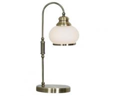 Tisch Lampe Wohn Zimmer Glas Strahler antik Alt Messing Lese Leuchte im Set inkl. LED Leuchtmittel
