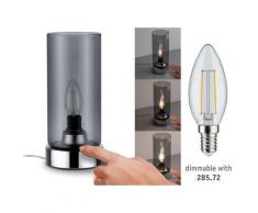 Paulmann Pinja Tischleuchte touch max.1x20W E14 Chrom/Rauchglas 230V Metall/Glas 77056 Nachttischlampe Nachtlicht 77056