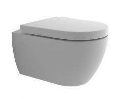 Wand-WC aus robuster Keramik | Tiefspül-WC inkl. abnehmbaren WC-Sitz mit SoftClose Absenkautomatik und Befestigungsmaterial für Wandmontage | D-Form