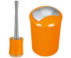 spirella Badezimmer Set, 2-teilige Abfalleimer Kosmetikeimer und WC Bürste “Sydney“ Orange