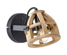 BRILLIANT MATRIX WOOD Wandstrahler 20 cm Metall / Holz Schwarz / natur, 86610/76