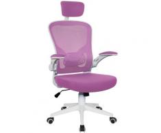 Bürostuhl Ergonomisch Drehstuhl Schreibtischstuhl Mesh Netzstoff office Stuhl Weiß / Rosa mit Kopfstütze