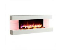 RICHEN Elektrokamin Hestia - Wandkamin Mit Heizung, LED-Beleuchtung, 3D-Flammeneffekt & Fernbedienung - Weiß