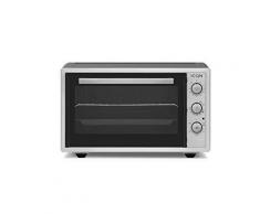 ICQN 42 Litres Inox Grau Mini-Backofen mit Innenbeleuchtung | Pizza-Ofen | Doppelte Low-E-Glas | Joghurt-Gährung | Tiefkühlkost Auftauen