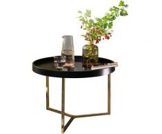 WOHNLING Couchtisch EVA Gold Sofatisch Rund Tabletttisch Beistelltisch Retro