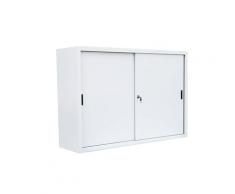 Großer Schiebetürenschrank Schiebetüren Büro Aktenschrank Sideboard aus Stahl Weiß 1090 x 1600 x 450 mm (Höhe x Breite x Tiefe) 550157